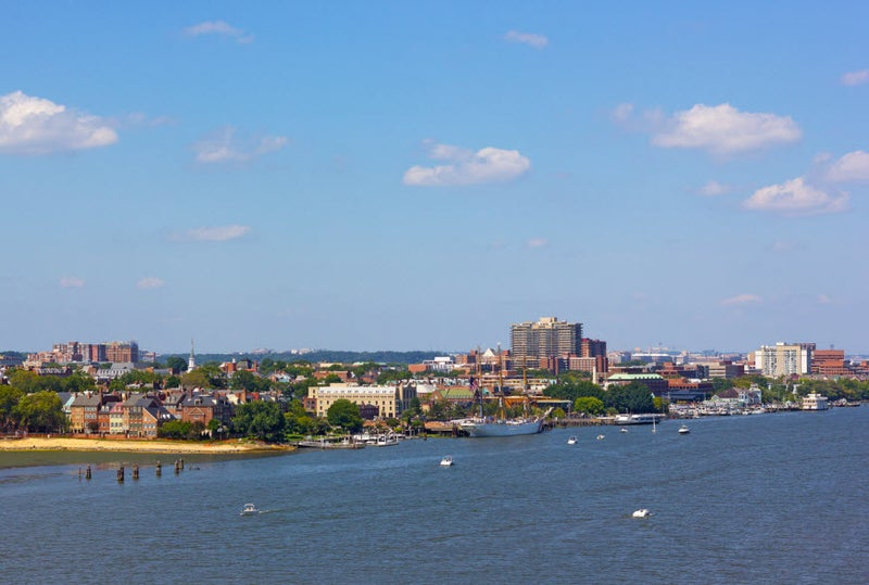 Aerial view of Old Town Alexandria in Northern Virginia